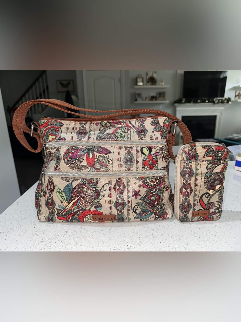 Sakroots Artist Circle Crossbody Bag & Phone Wallet Bundle Boho Print